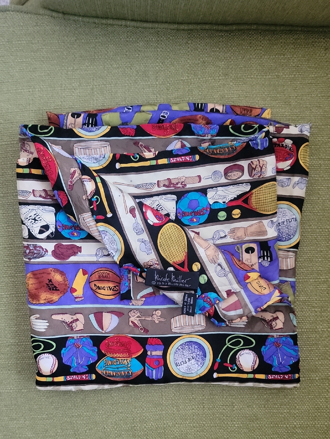 Nicole Miller Multicolor Printed Silk Scarf With Black Label